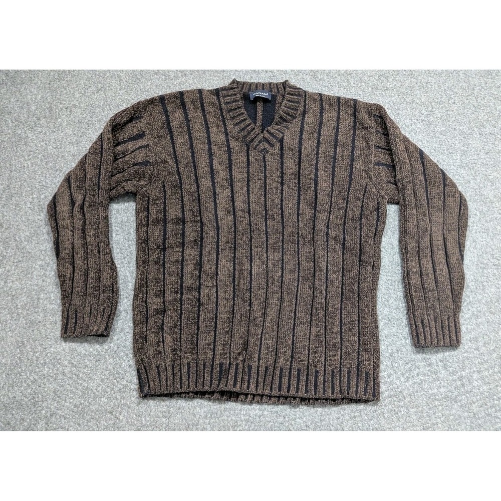 Canali Sweater Men's 52 Brown  Knit 90s Merino‎ Wool Blend Grandpacore Old Money